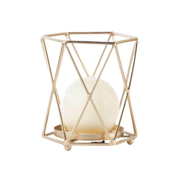 Geometric Candle Holder Large - Gold