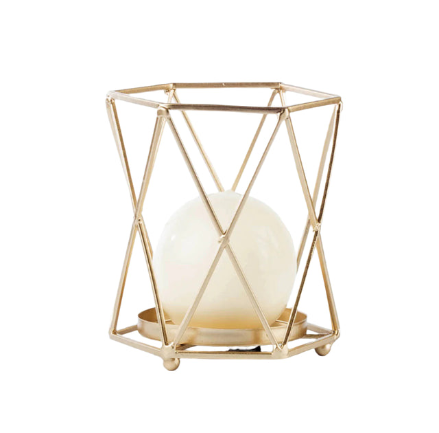Geometric candle holder small - gold