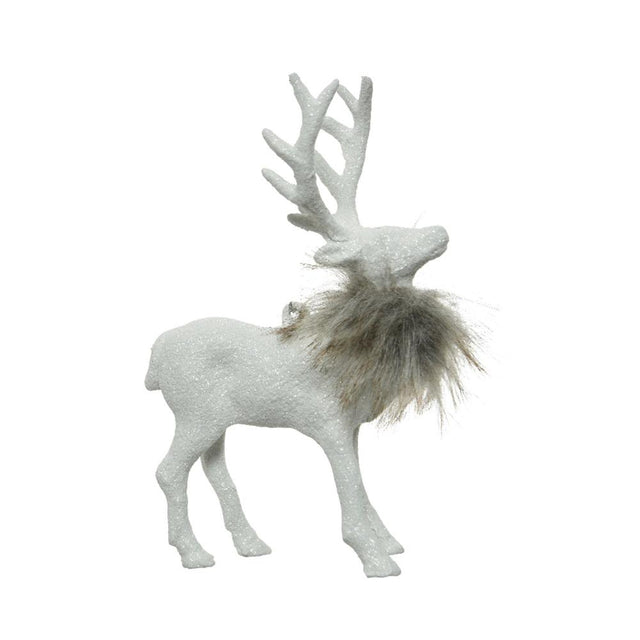 Deer Plastic With Grey Fur With Horns Up 11X3X15Cm