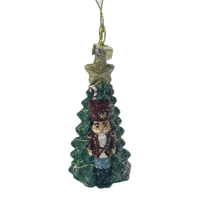 Tree Shatterproof Glitter Lacquar Nutcracker Hanging Ornament 4.3X4X10.5Cm