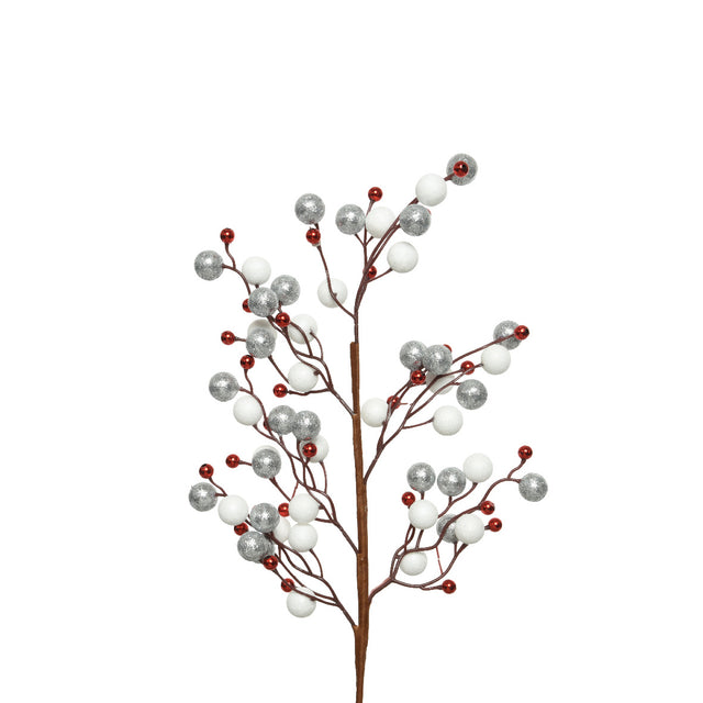 Berry Spray, White, Silver & Red 2X20X60Cm