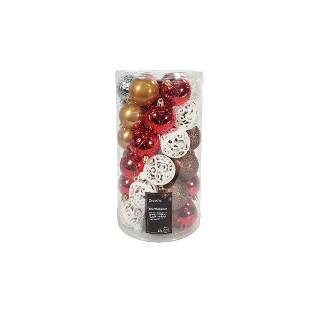 Bauble Set Red, Gold, Silver & Copper Box Of 37