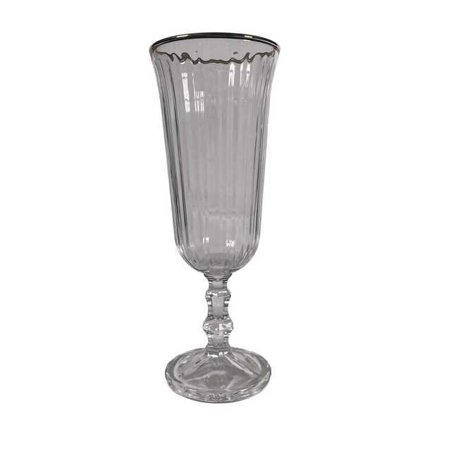 (046100660)CHAMPAGNE GLASS 120ML - CLEAR WITH GOLD RIM