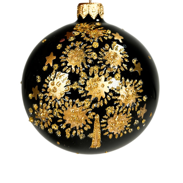 Bauble Glass Star Tree Black 8Cm