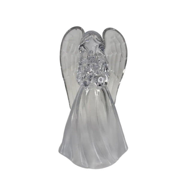 Angel, acrylic, LED colour changing 6x5.5x11cm with dove - clear wings
