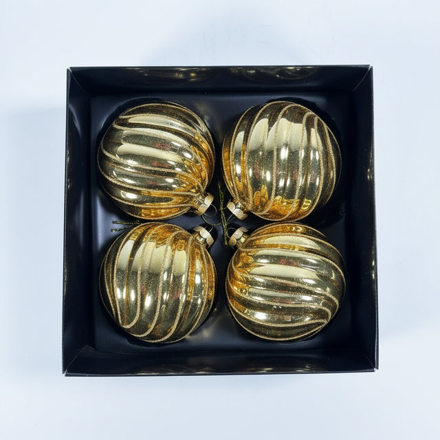 Gold glass ball ornament 10cm set/4