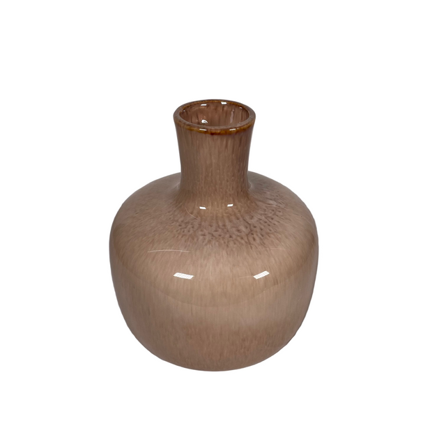 (095004480-3)PORCELEIN VASE BOTTLE 13X13X15CM - BROWN