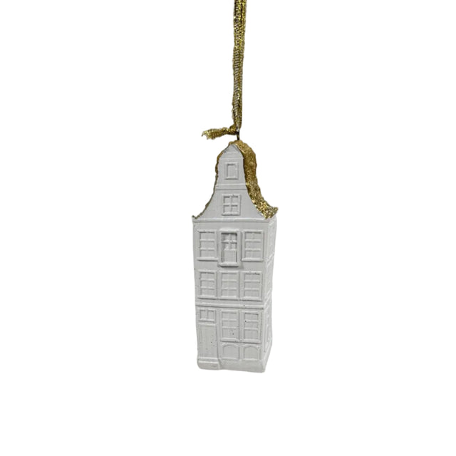 White And Gold House Tree Pendant 4x4x11cm