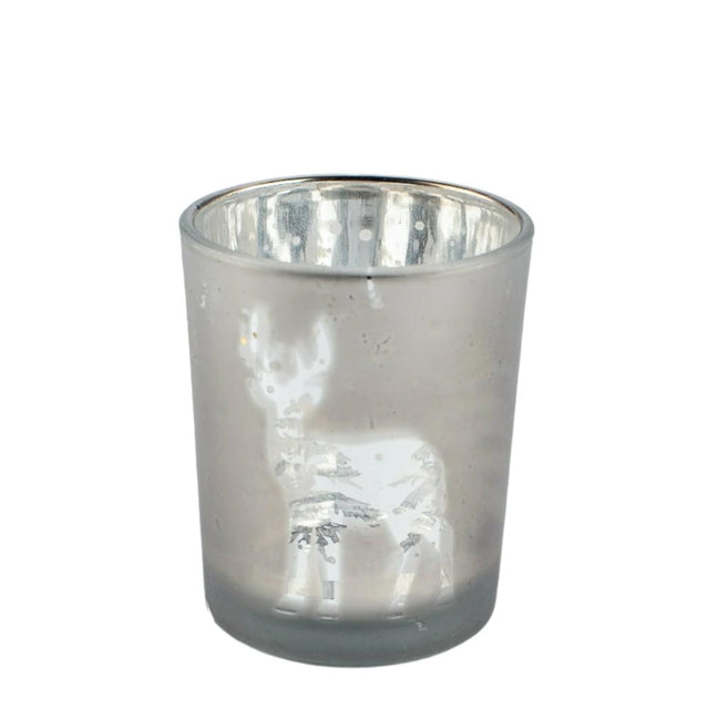 Christmas Tea Light Holder (Frosted Silver)