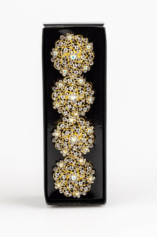 Gold Diamond Napkin Ring Set / 4
