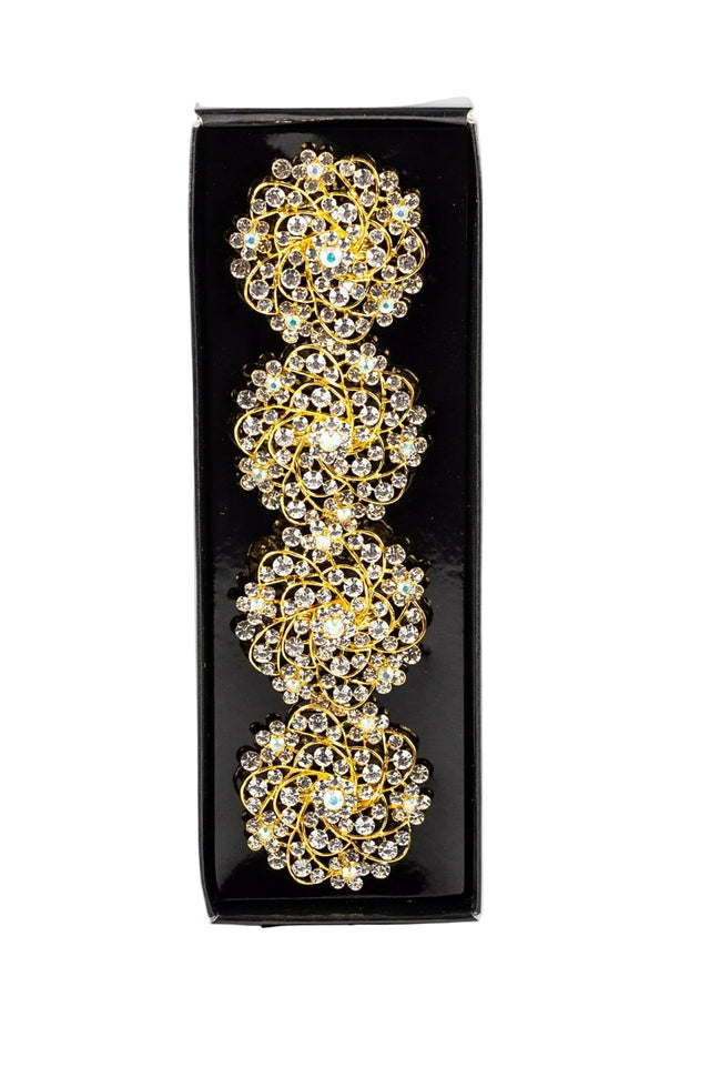 Gold Diamond Napkin Ring Set / 4