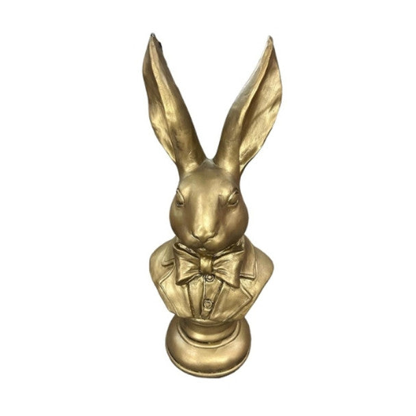 Large Gold Tuxed Bunny Head Statue