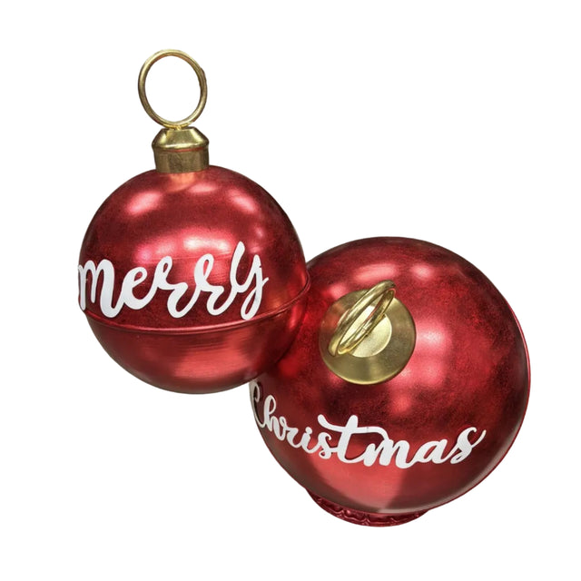 Stacked Red Metallic Christmas Baubles 50x50x85cm