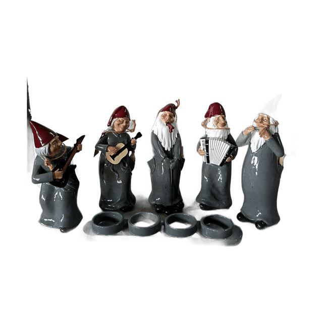 Rockã‚´N Roll Santas, Grey 5 Santas,Tealight Tray 20X6Cm