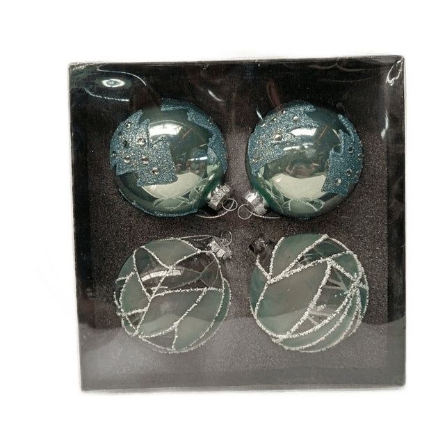 Blue Silver Balls Set Of 4