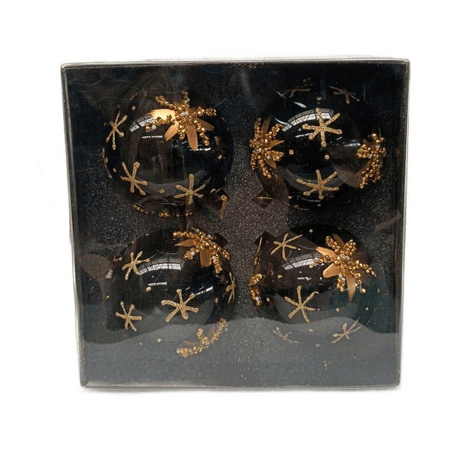 Gold Black Balls Set Of 4