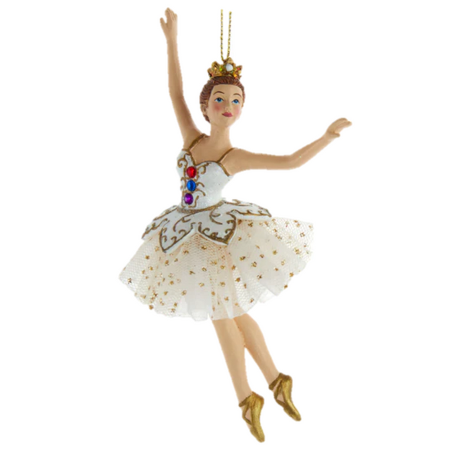 Ballerina White & Gold Dress Ornament 15.8cm