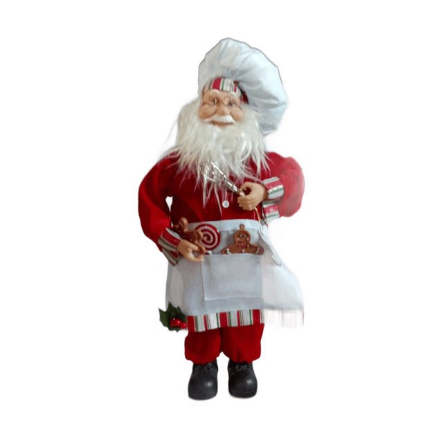 Santa With Apron And Gingerbread Man 16X21X45Cm