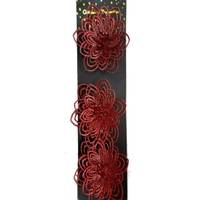 Flower with Metallic Finish on Clip, Set Of 3, 12cm, Red,