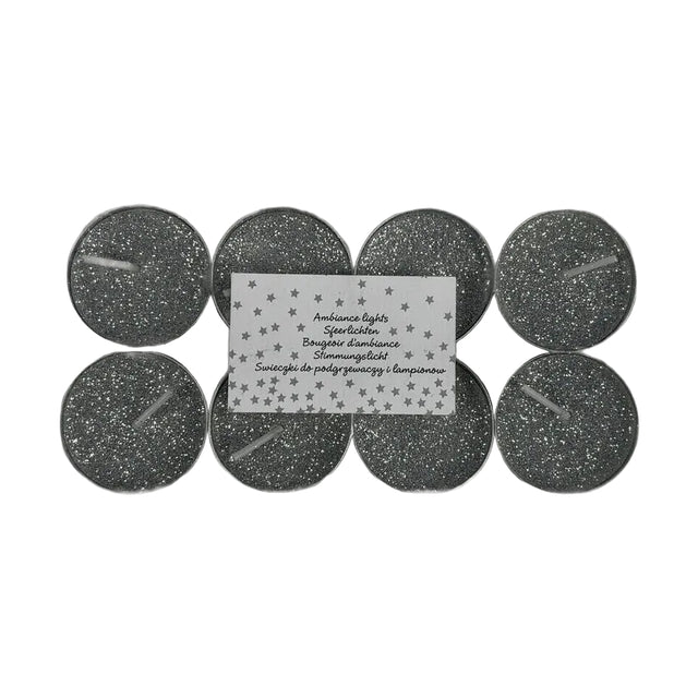 (ACC004130)TEALIGHT SET OF 8PSC - SILVER