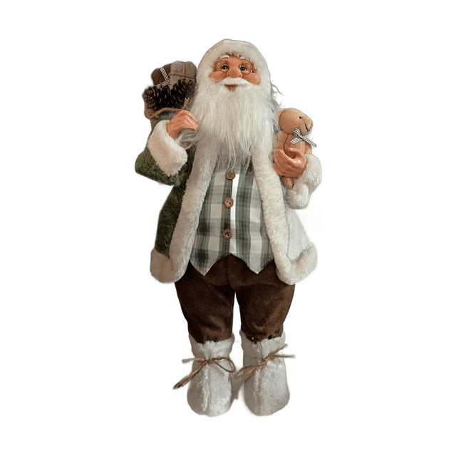 60Cm Green Santa With Teddy Bear