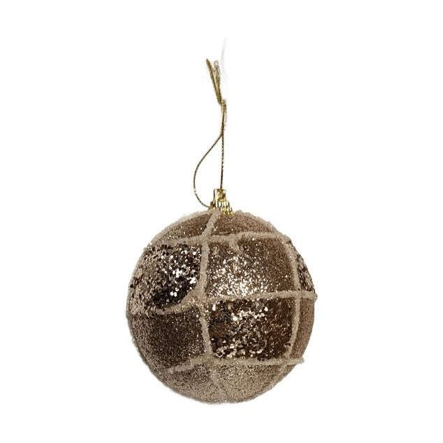 (AWT000300)XMAS BAUBLE 8CM GLITTER GOLD