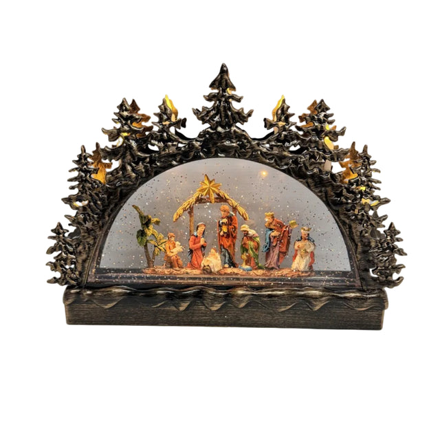 Nativity Scene Snow Globe With LED 32x7x22cm
