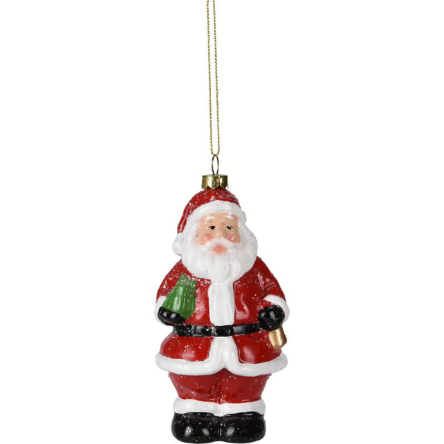 Xmas Figurines, 7x5x11cm, Red with Glitters, Santa