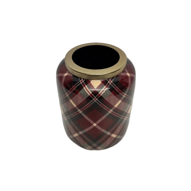 Metal Vase 20cm - Checkered