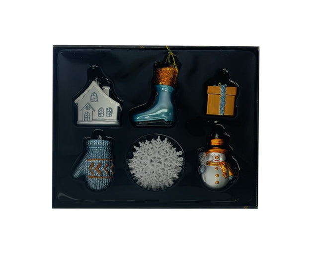 Tree Decor 1X House-Iceskate-Gift-Glove-Snowman - 15X Snowflake Box Of 20