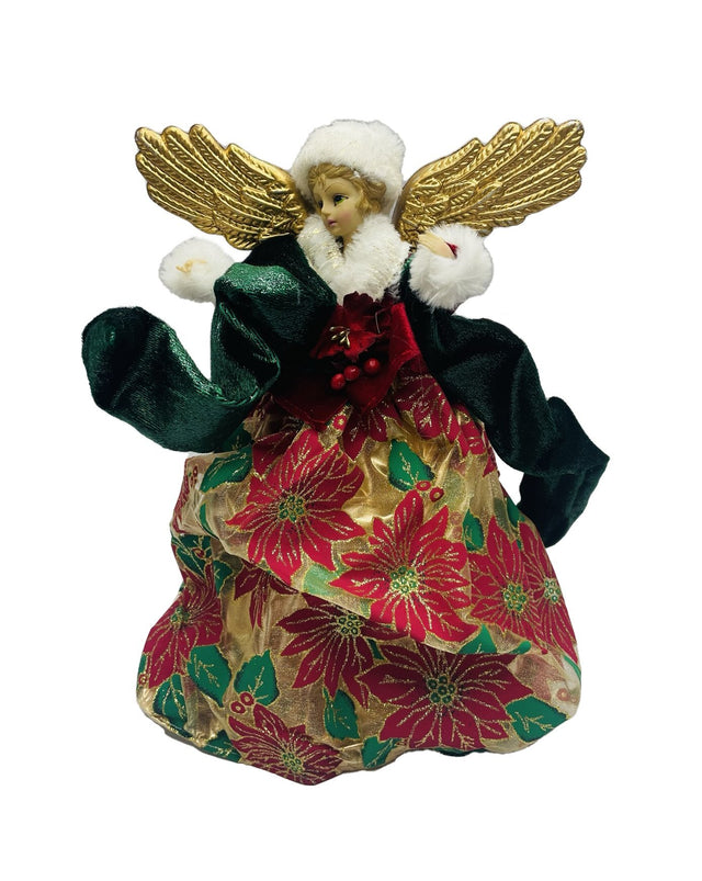 Angel Red/Green Tree Topper 35cm