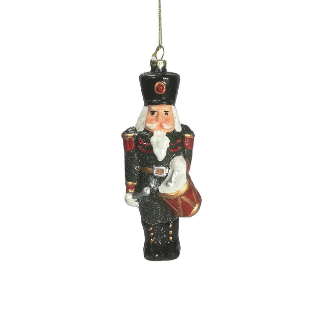 Green Nutcracker Shatterproof Silver Glitter Lacquar Hanging Ornament 4.5X6X15.8Cm