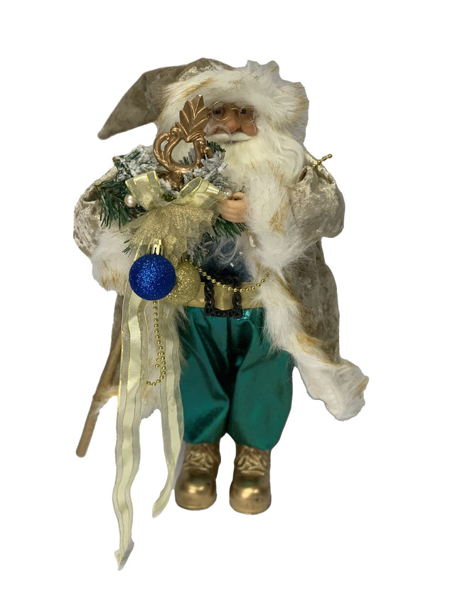 Gold/White/Blue Santa 45Cm
