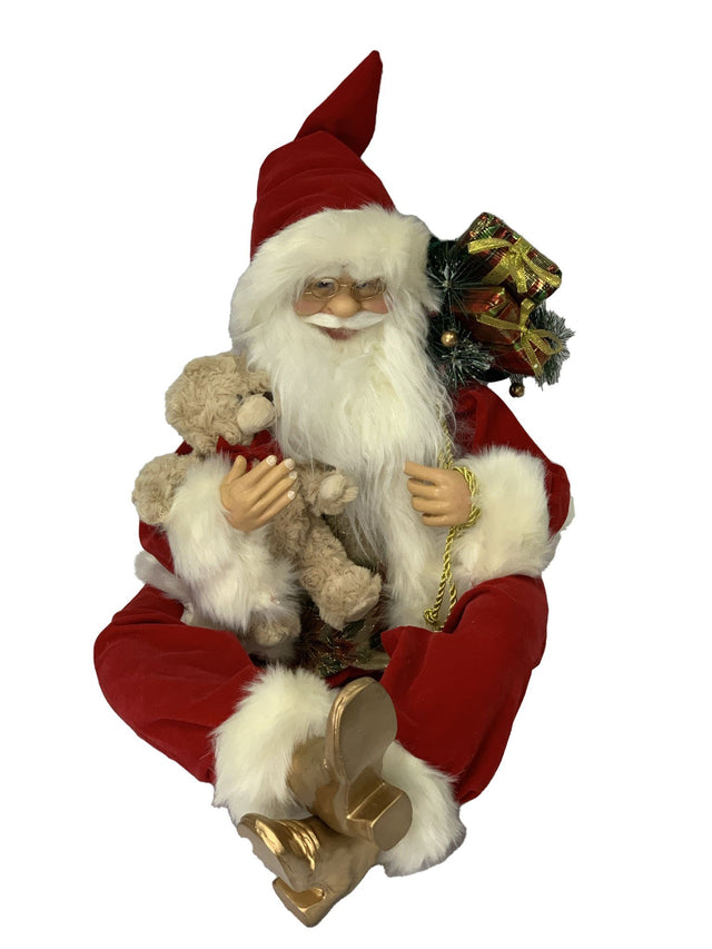 Sitting Santa & Teddy 76Cm