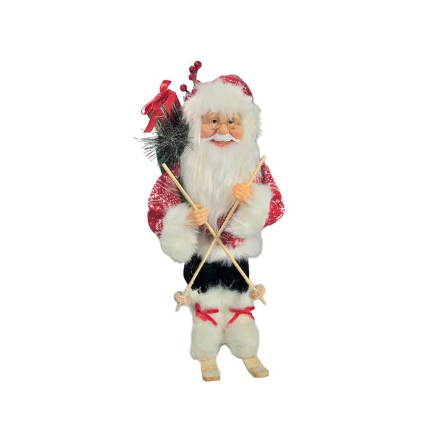 Red And White Santa With Ski'S 55Cm
