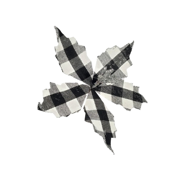 black & white tartan Poinsettia 18cm