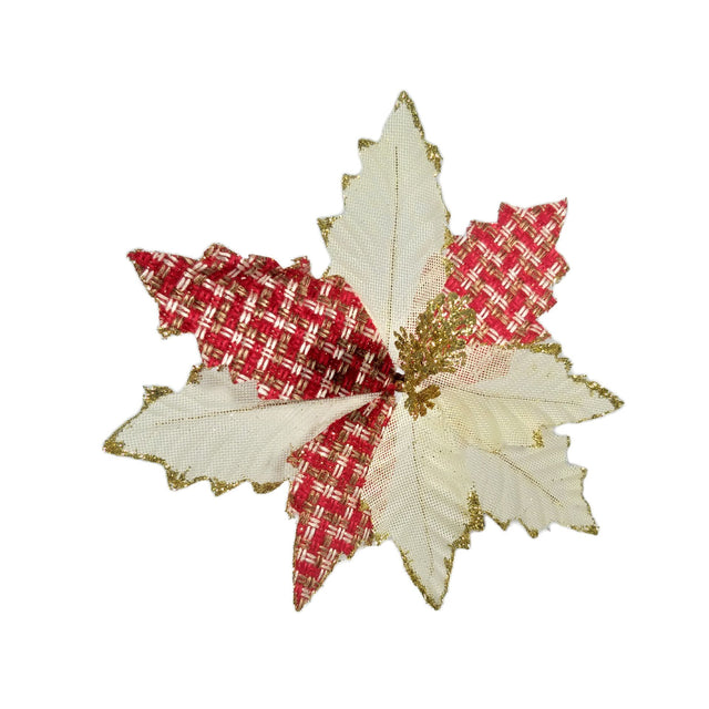 Poinsettia Flower - Red & White (26cm)