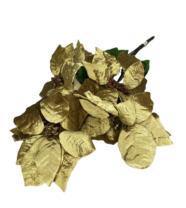 Poinsettia 5 Heads 43X20Cm Gold