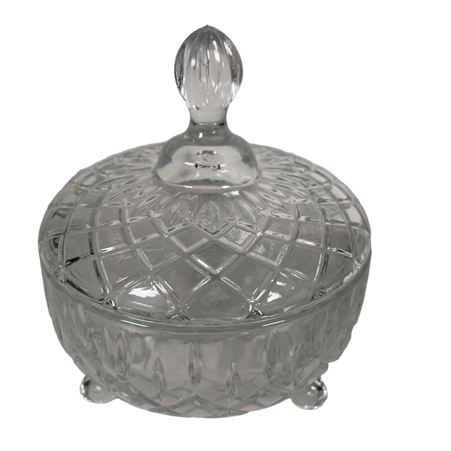 (332100070-1)BONBONNIERE - GLASS 200ML - DIAMOND DESIGN