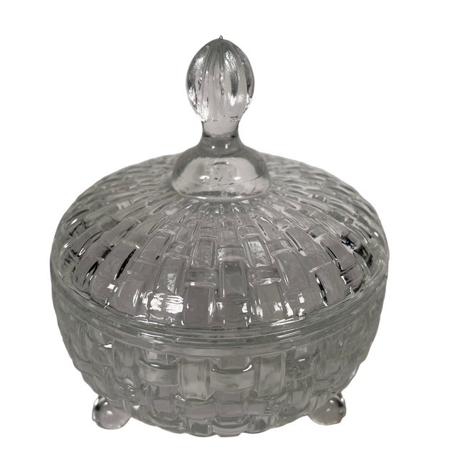 (332100070-2)BONBONNIERE - GLASS 200ML - BLOCK DESIGN