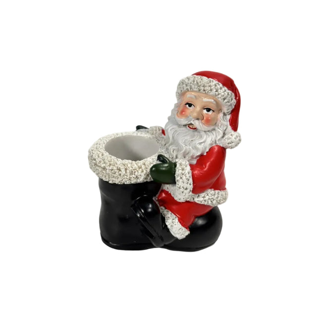 Santa with boot toothpick holder 10x7cm
