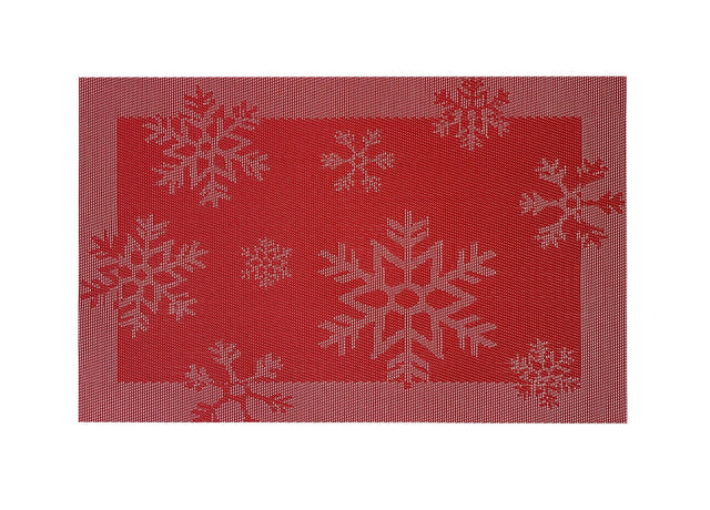 Snowflake PVC placemat 30x45, red
