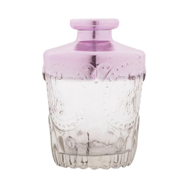 Glass Bottle - Pink and Clear 9.5cm