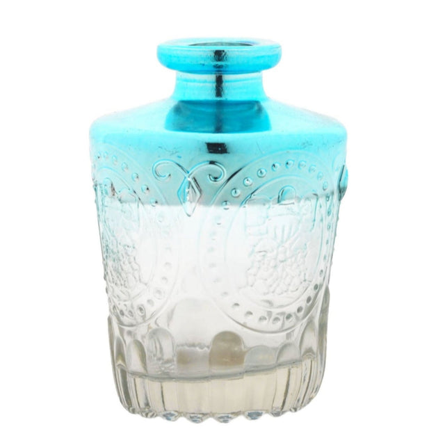 Glass Bottle - Blue and Clear 9.5cm