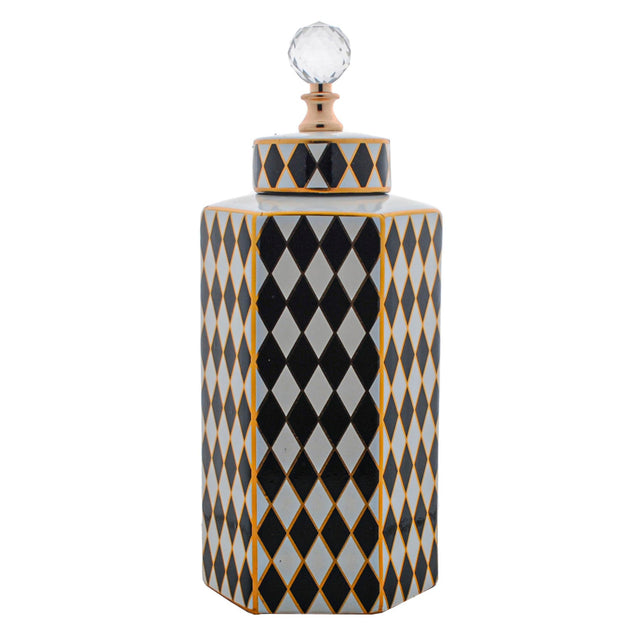 Ginger Jar Black / Gold / Cream 16X14X38.5Cm