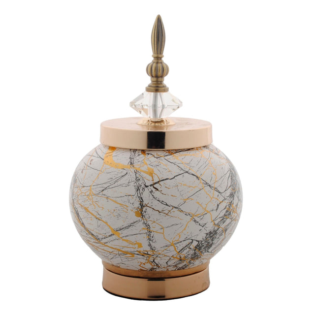 White and Gold Marble Ginger Jar 18x18x34cm