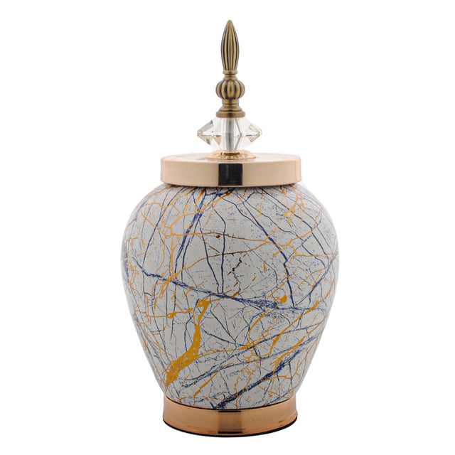 White and Gold Marble Ginger Jar 18x18x40cm