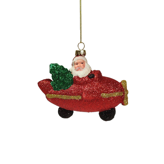 Plane with Santa and Tree Hanging Ornament