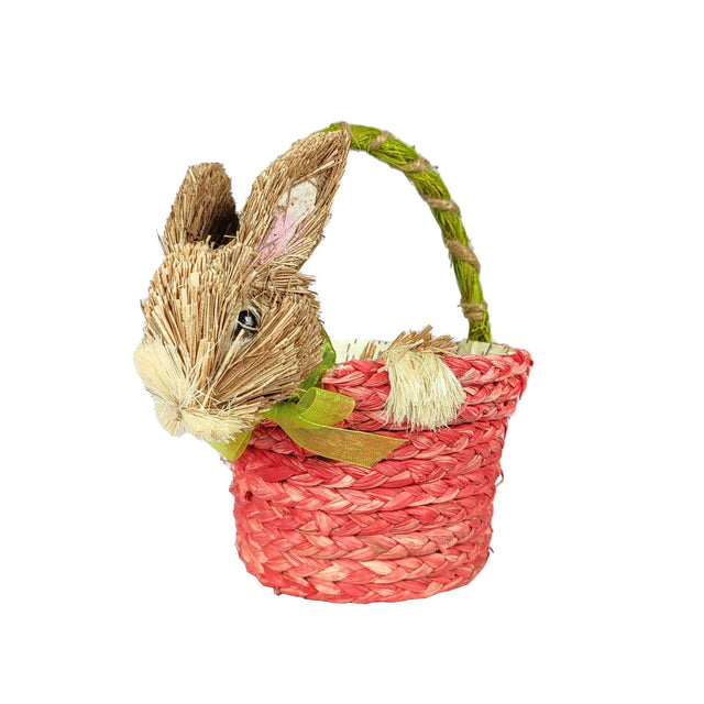 Rabbit Teddy Bear Easter Basket (15x11x17cm)
