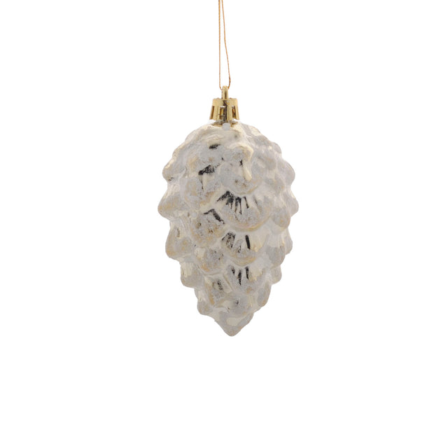 Pinecone With White Glitter 5X9Cm